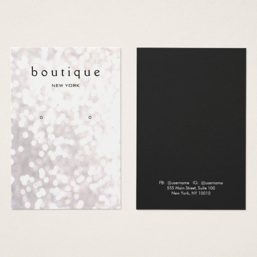 Whimsical White Bokeh Earring Display Card Visitekaartjes (Voorkant /achterkant)