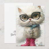 Whimsical White Cat zegt: "Je bent Gesponnen Feestdagenkaart (Voorkant / Achterkant)