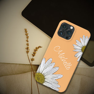 Whimsical White Daisies Boho Sinaasappel Case-Mate iPhone Case