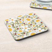 Whimsical White Daisies Ladybugs Flowers Cork Coas Onderzetter (Linkerzijde)