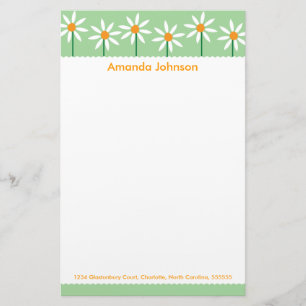 Whimsical White Daisies Specialized Stationery Briefpapier