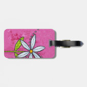 Whimsical White Daisy Flower Pink Bagagelabel (Achterkant horizontaal)