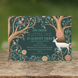 Whimsical White Deer Woodland Baby shower Kaart