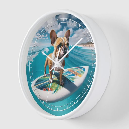 Whimsical White en Tan Surfen Franse Bulldog (Hoek)