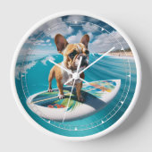 Whimsical White en Tan Surfen Franse Bulldog (Voorkant)