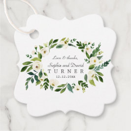 Whimsical White Floral Wreath Handwriting Weddensc Bedankjes Labels