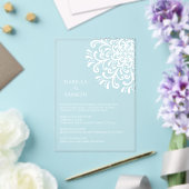 Whimsical White Flourish Wedding Acryl Uitnodigingen (Insitu (Huwelijk))