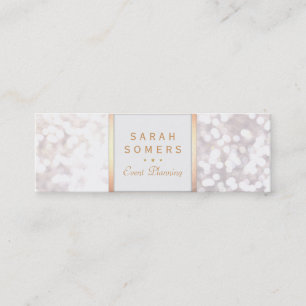 Whimsical White Glitter Bokeh Elegant Gold Lijst Mini Visitekaartje