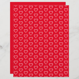 Whimsical White Heart Pattern Scrapbook Papier