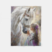 Whimsical White Horse Lil Girl Celeste Scene Fleece Deken (Voorkant)