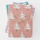 Whimsical White kerstbomen Trio Inpakpapier Vel (In situ)