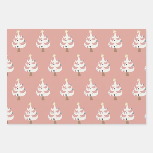 Whimsical White kerstbomen Trio Inpakpapier Vel (Voorkant)