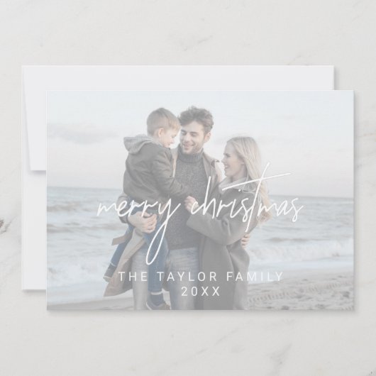 Whimsical White Kerstmis 2 Horizontale foto's Feestdagenkaart (Voorkant)