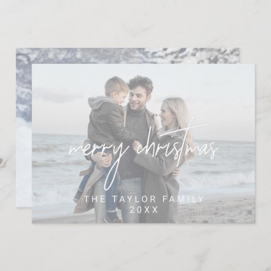 Whimsical White Kerstmis 2 Horizontale foto's Feestdagenkaart (Voorkant / Achterkant)