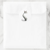 Whimsical White Long Neck Cat Illustratie Ronde Sticker (Tas)