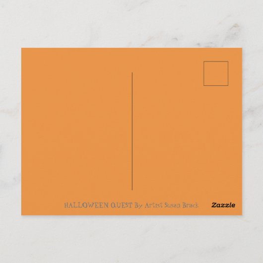 WHIMSICAL WHITE MICE RIDING HALLOWEEN BLACK CAT BRIEFKAART (Achterkant)