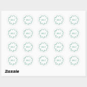 Whimsical White Olive Green Hand getekend monogram Ronde Sticker (Vel)