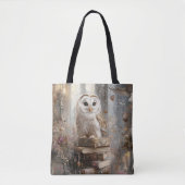 Whimsical White Owl Harmonieuze Natuur Instelling Tote Bag (Voorkant)