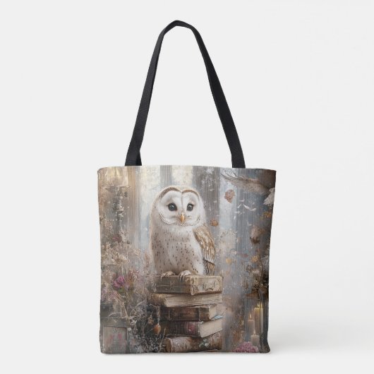 Whimsical White Owl Harmonieuze Natuur Instelling Tote Bag (Achterkant)