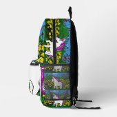 Whimsical White Paarse Verjaardag Eenhoorn Bedrukte Rugzak (Rechts)