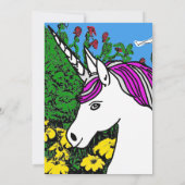 Whimsical White Paarse Verjaardag Eenhoorn Kaart (Achterkant)