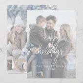 Whimsical White Prettige feestdagen 2 Verticale fo Feestdagenkaart (Voorkant / Achterkant)