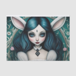 Whimsical White Rabbit Girl Alice Decoupage Papier