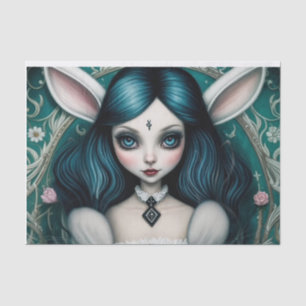 Whimsical White Rabbit Girl Alice Decoupage Papier