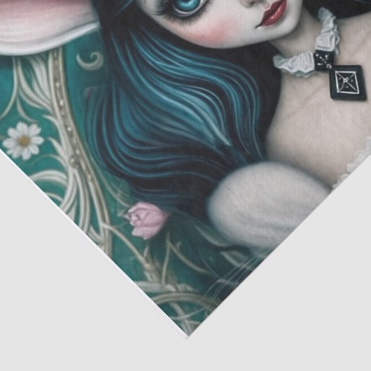Whimsical White Rabbit Girl Alice Decoupage Papier (Detail)