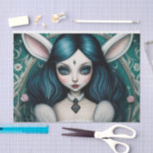 Whimsical White Rabbit Girl Alice Decoupage Papier (Craft)
