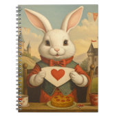Whimsical White Rabbit Hearts Betoverd Wonderland Notitieboek (Voorkant)