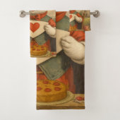 Whimsical White Rabbit Hearts Enchanted Wonderland Bad Handdoek (Insitu)