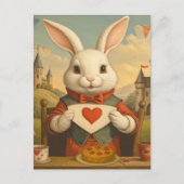 Whimsical White Rabbit Hearts Enchanted Wonderland Briefkaart (Voorkant)