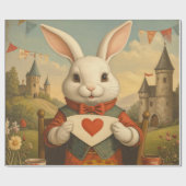 Whimsical White Rabbit Hearts Enchanted Wonderland Cadeaupapier (Vlak)