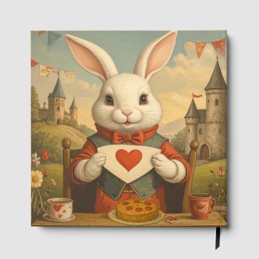 Whimsical White Rabbit Hearts Enchanted Wonderland Gastenboek (Achterkant)
