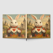 Whimsical White Rabbit Hearts Enchanted Wonderland Gastenboek (Volledig)
