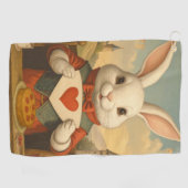 Whimsical White Rabbit Hearts Enchanted Wonderland Golfhanddoek (Horizontaal)