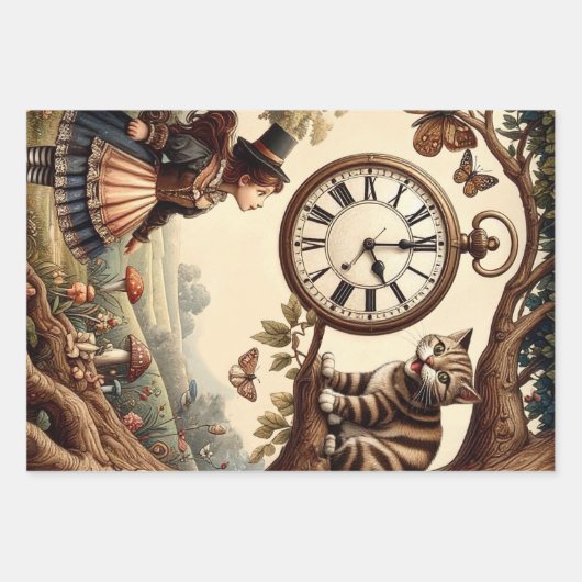 Whimsical White Rabbit Hearts Enchanted Wonderland Inpakpapier Vel (Voorkant 2)