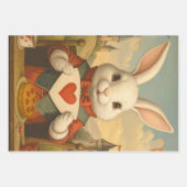 Whimsical White Rabbit Hearts Enchanted Wonderland Inpakpapier Vel (Voorkant)