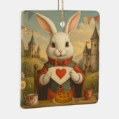 Whimsical White Rabbit Hearts Enchanted Wonderland Keramisch Ornament (Rechts)