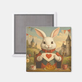 Whimsical White Rabbit Hearts Enchanted Wonderland Magneet (Voorkant / Achterkant)