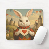 Whimsical White Rabbit Hearts Enchanted Wonderland Muismat (Met muis)