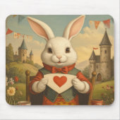 Whimsical White Rabbit Hearts Enchanted Wonderland Muismat (Voorkant)