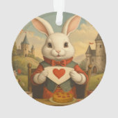 Whimsical White Rabbit Hearts Enchanted Wonderland Ornament (achterkant)