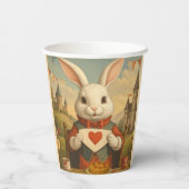 Whimsical White Rabbit Hearts Enchanted Wonderland Papieren Bekers (Achterkant)