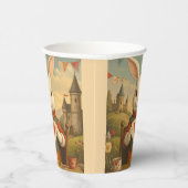 Whimsical White Rabbit Hearts Enchanted Wonderland Papieren Bekers (Rechts)