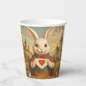 Whimsical White Rabbit Hearts Enchanted Wonderland Papieren Bekers (Voorkant)