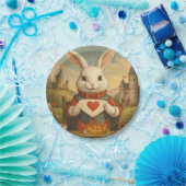 Whimsical White Rabbit Hearts Enchanted Wonderland Papieren Bordje (Feest)