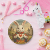 Whimsical White Rabbit Hearts Enchanted Wonderland Papieren Bordje (Feest)
