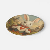 Whimsical White Rabbit Hearts Enchanted Wonderland Papieren Bordje (Gekanteld)